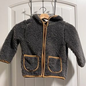 Little Earthling Grey Teddy Zip Up Sweater